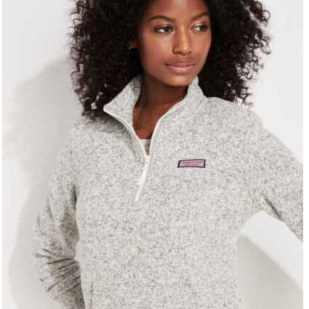 Women's VINEYARD VINES SWEATER FLEECE RELAXED SHEP SHIRT GRAY HEATHER